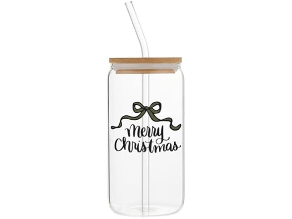 Studio Holiday Cold Brew Glass Bow