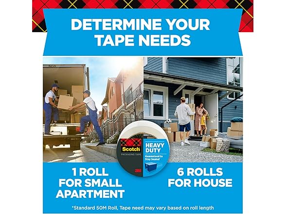 Scotch Heavy Duty Shipping Packaging Tape, 1 Roll