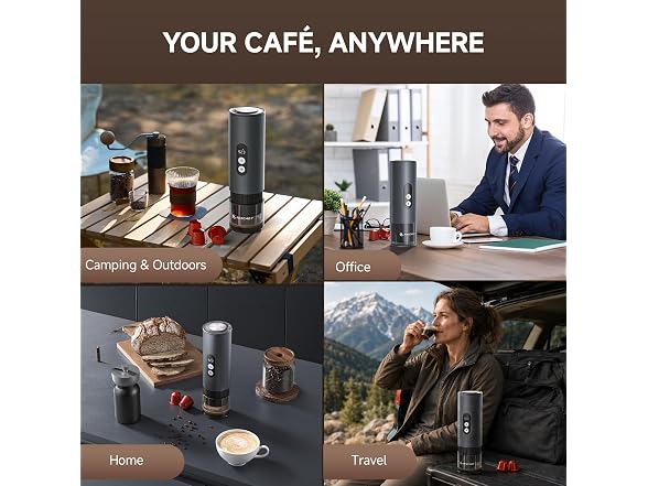 AMZCHEF Portable Coffee Maker, Silver