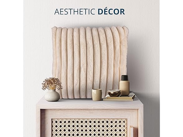 Faux Fur Throw Blanket & Pillow Set