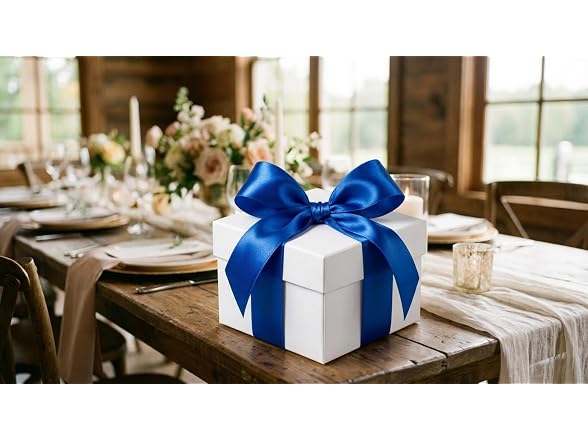 Tiergrade Blue Satin Ribbon 1 Inch x 4 Rolls Blue