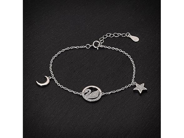 Namomi Silver Swan Bracelet Moon Stars