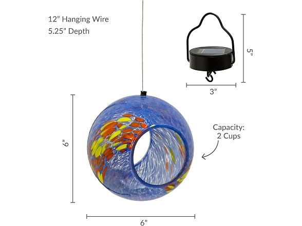 Sunnydaze Fire & Ice Solar Glass Bird Feeder