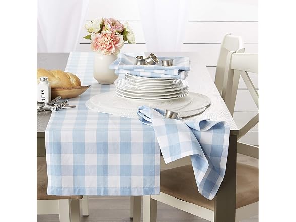 DII Buffalo Check Tablecloth 60x120 Lt Blue