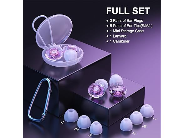 Ear Plugs for Concerts, 2 Pack High Fidelity Ear Plugs