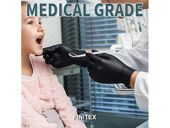 FINITEX 5mil Black Nitrile Disposable 1000ct Gloves