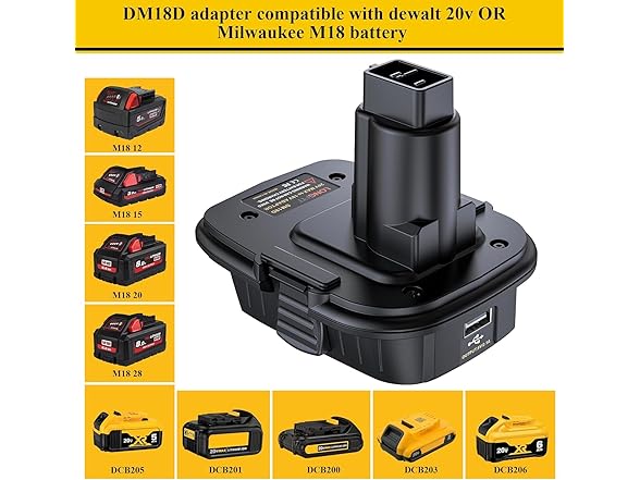 LONG FIT DM18D M18 & Dewalt 20V to 18V Tool Converter