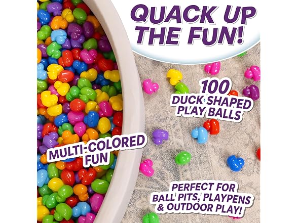 Sunny Days Entertainment 100 Count Duck Shaped Ball Pit Refill Balls