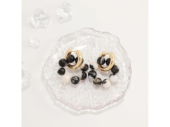 HJO Pearl Beaded Earrings Zebra