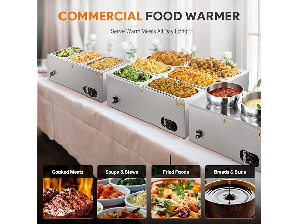 WILPREP Six 1/3 Pans Commercial Food Warmer