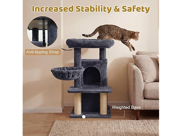 DORTALA Cat Tree for Indoor Cats, 33.5"