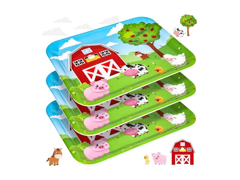 AKAIXI BC075525050470 Farm Animal Serving Trays