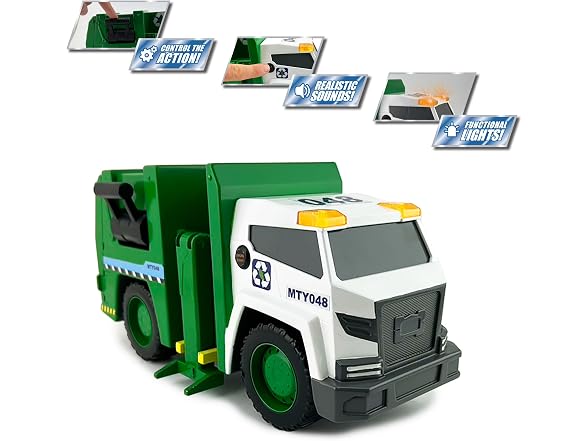 Mighty Fleet Power Movers 15" Interactive Garbage Truck Toy