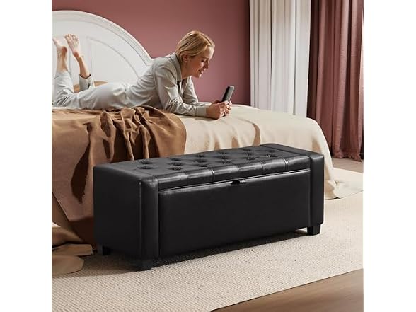 Storage Ottoman Bench, Upholstered