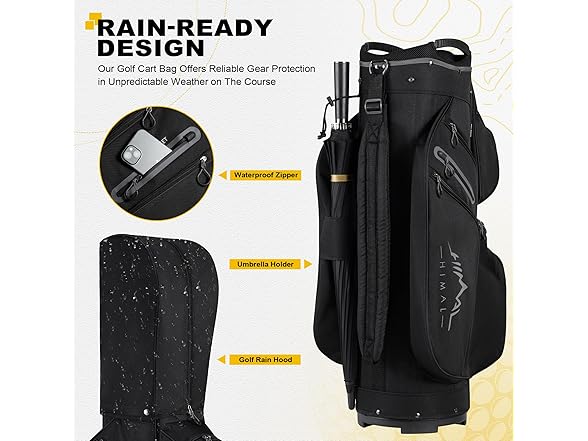 uniHimal Golf Cart Bag, 15 Way Organizer Divider Top with Handles and Rain Cover (Open Box)
