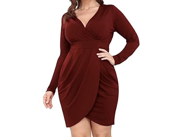 Poseshe Women (4XL) Dresses V Neck Dress V Dress