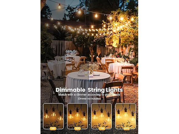 Brightown Outdoor String Lights, 100FT 100+2 G40 Bulbs