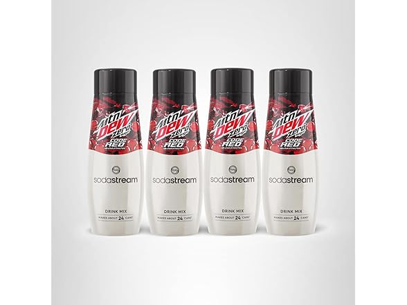 4PK SodaStream MTN Dew Code Red Zero Sugar Drink