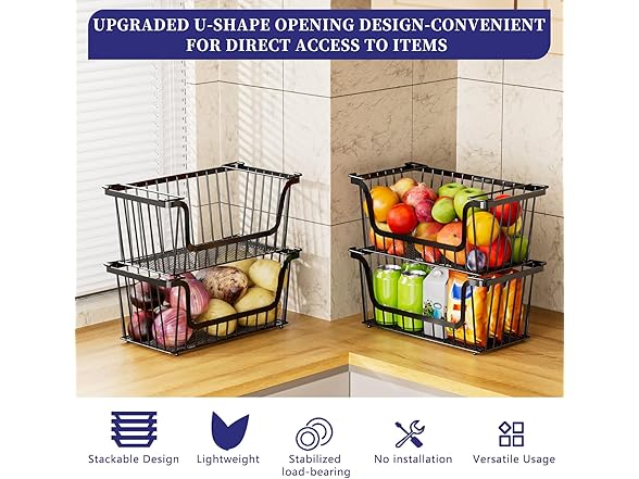 ANJUBAN Stackable Wire Baskets