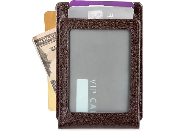 Haggar Men (OS) Rfid Leather Magnetic Wallet Brown