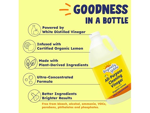 Originally Yellow, Distilled White Vinegar for Cleaning