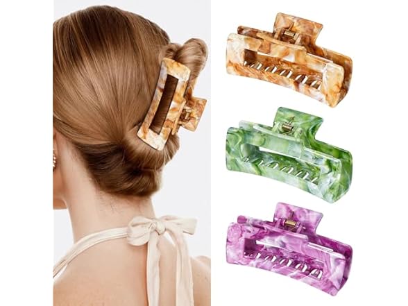 3Pcs Hair Claw Clips for Women, 4.1 Inch