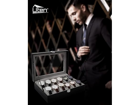 Uten 12 Slots Leather Watch Case Box