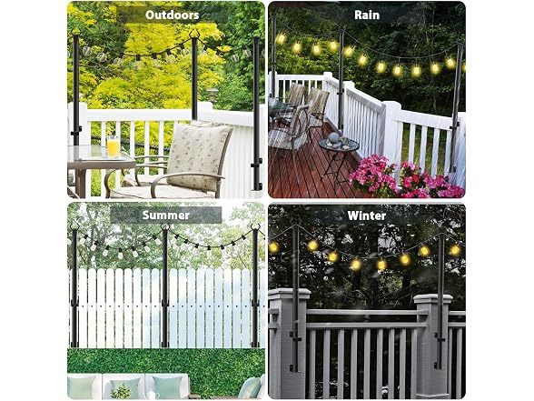 NUERPO 5FT String Light Poles 4-Pack