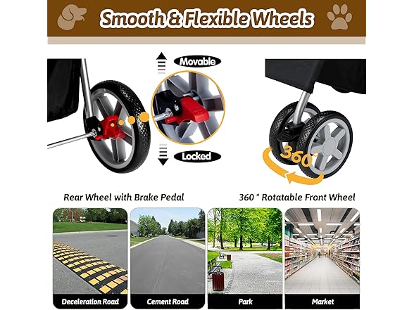 Black Pet Strolling Cart