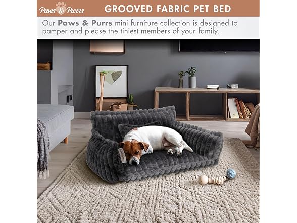 Paws & Purrs Grooved Pet Bed for Small to Medium Dogs/Cat