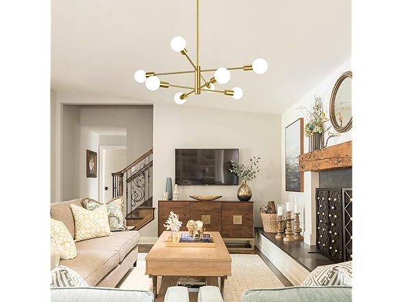 BesLowe 8-Light Modern Sputnik Chandelier- Gold