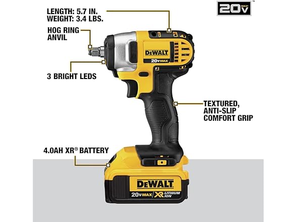 DEWALT DCF883M2 20V MAX* Cordless Impact Wrench Kit