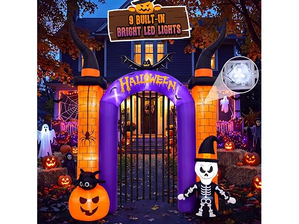10.8FT Halloween Inflatable Arch Skull