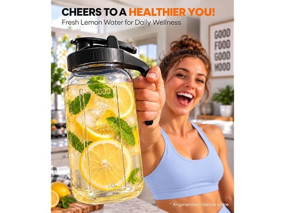 VA1KENE 64oz Mason Jar Glass Pitcher