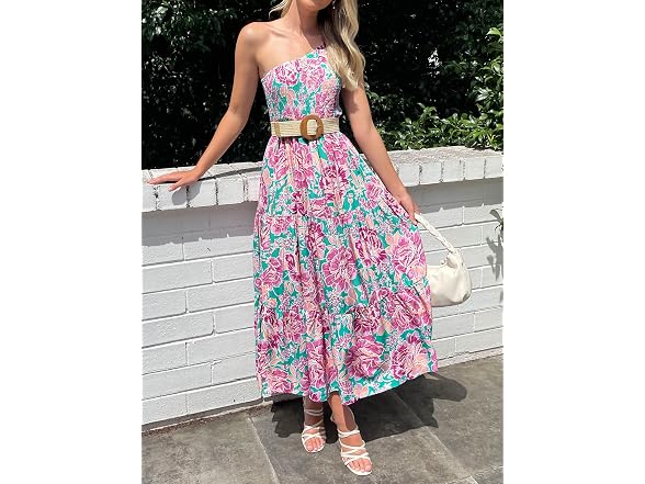 Zesica Women (XL) Summer One Shoulder Midi Dresses