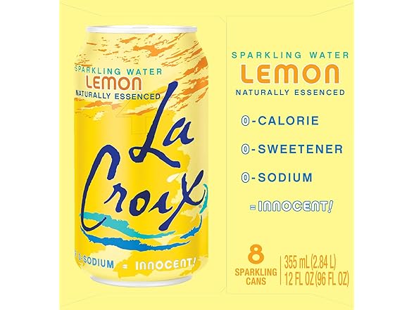 La Croix Sparkling Water, Lemon 8pk, 12 Fl Oz