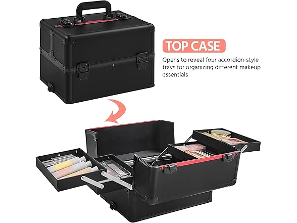 Yaheetech 4 in 1 Professional Makeup Train Case