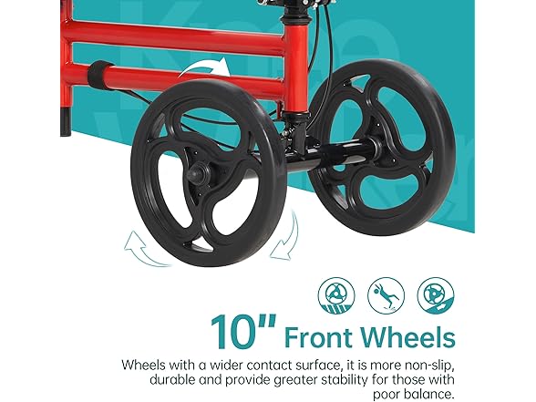 ELENKER Knee Scooter Economy Knee Walker with Dual Braking System for Injury or Surgery to The Foot, Ankle Injuries Dark Red (Open Box)