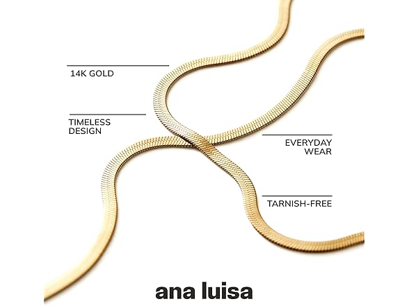 Ana Luisa Herringbone Chain 14K Gold Plated