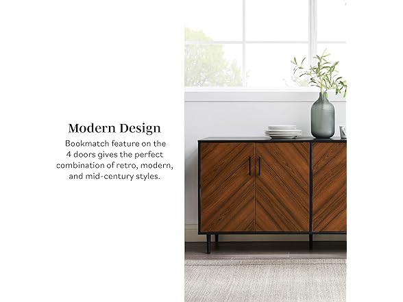 Walker Edison Fehr Modern 4 Door Bookmatch Buffet