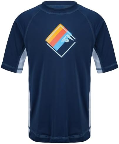Kanu Surf Boys' Haywire UPF 50+ Sun Protective Rashguard Swim Shirt, Victor Navy, Medium (10)