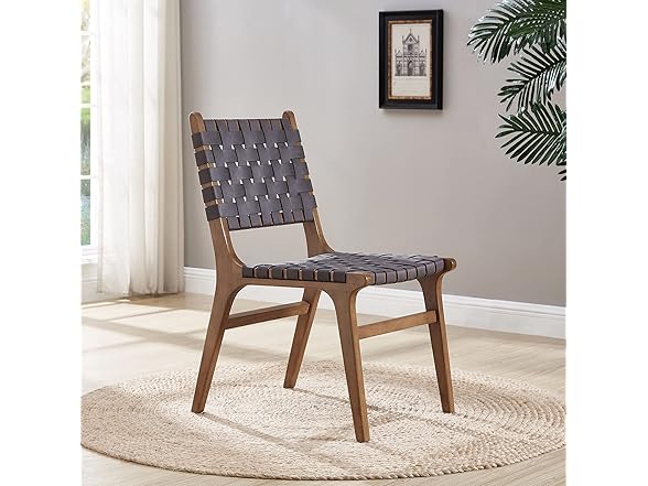 Ball & Cast Dark Grey Faux Leather Woven Chair
