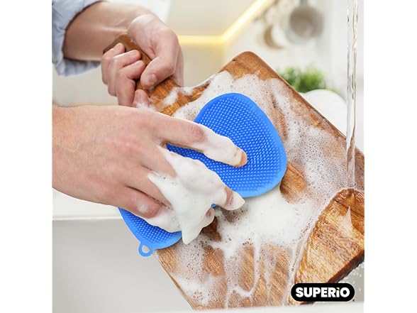 Silicone Dish Sponges Blue 3pk