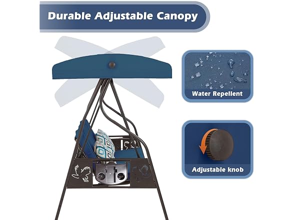 ZZW 3-Seat Outdoor Porch Swing with Stand