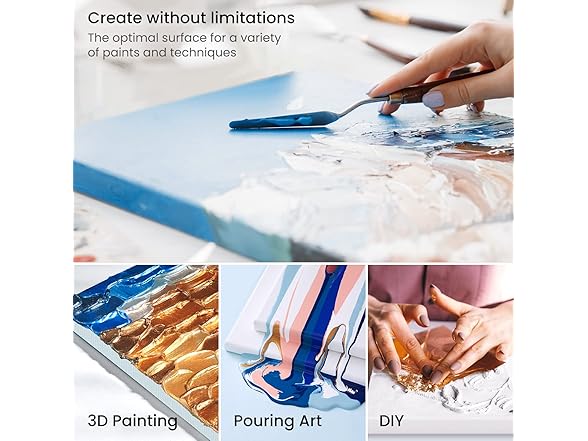 ARTEZA Stretched Canvas, 8 x 8 Inches, Pack of 12