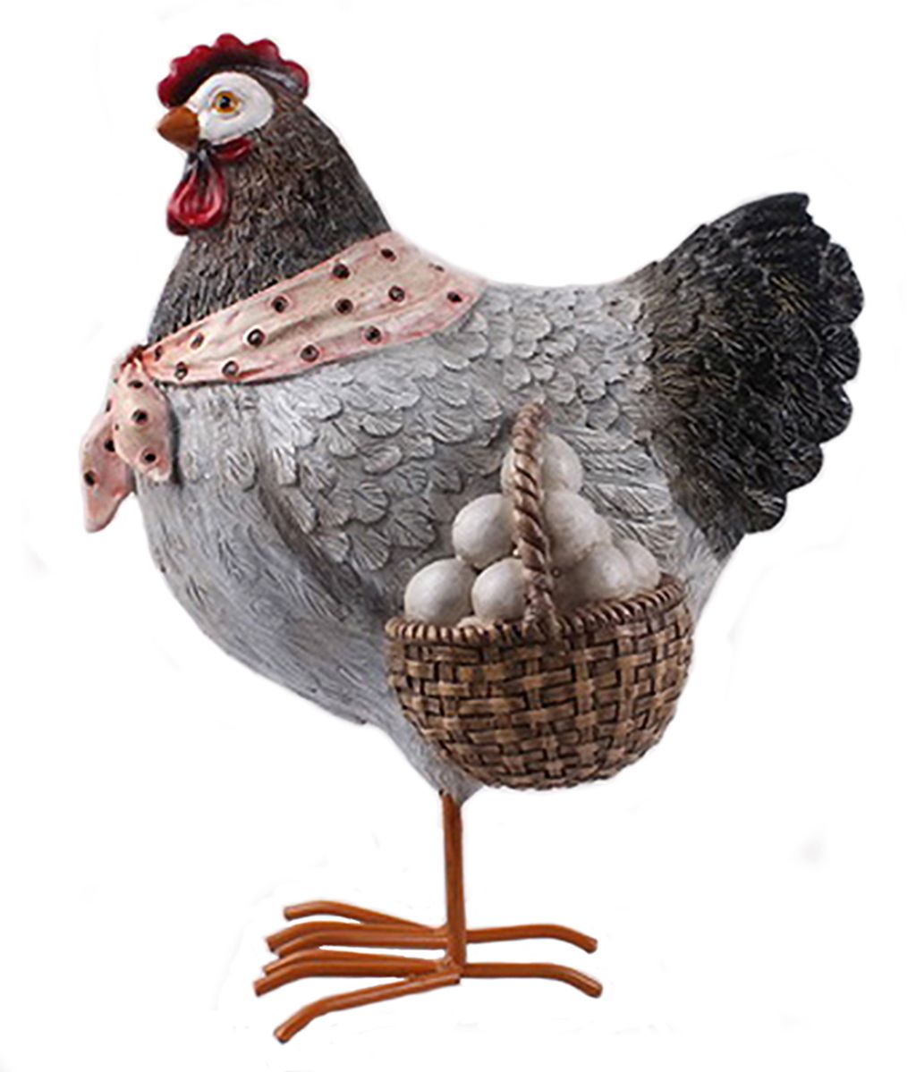 10" Resin Hen with Basket of Eggs - Gallery 2