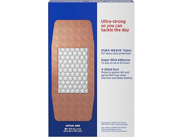 Band Aid Tough Strips Fabric Bandages XL 10ct