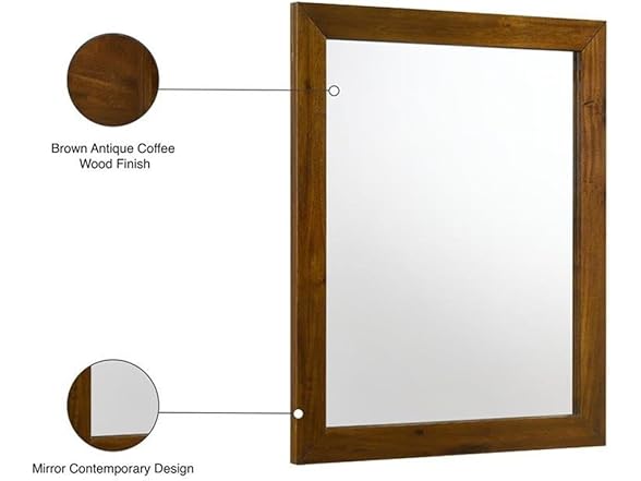 Reed Antique Coffee Wood Frame Mirror