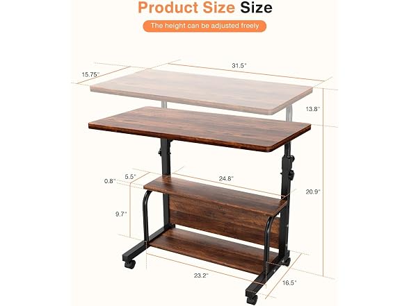 QZMDSM 32in Rolling Desk on Wheels