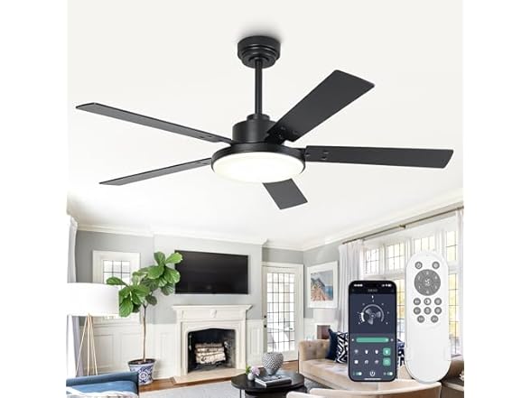 Parrot Uncle Black Ceiling Fan with Light & Remote